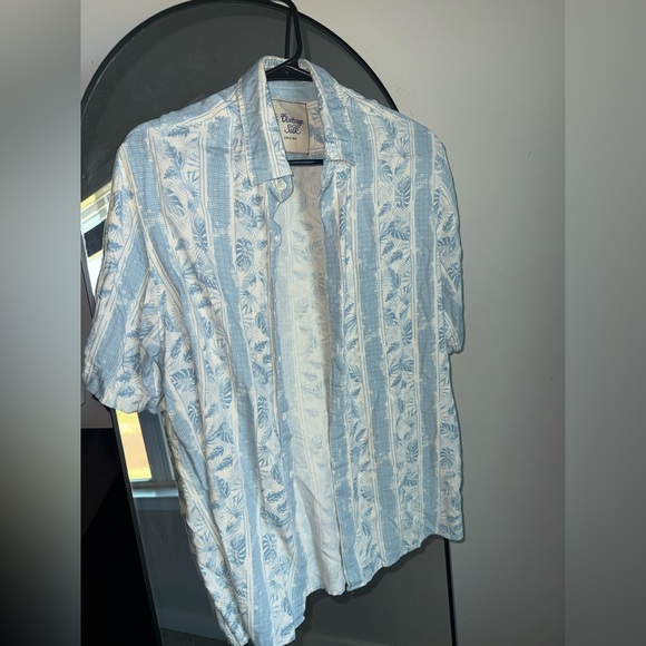 Vintage Silk Circa 1969 Other - Vintage Silk Circa 1969 Light Blue Tropical Print Button Down Shirt Size Large